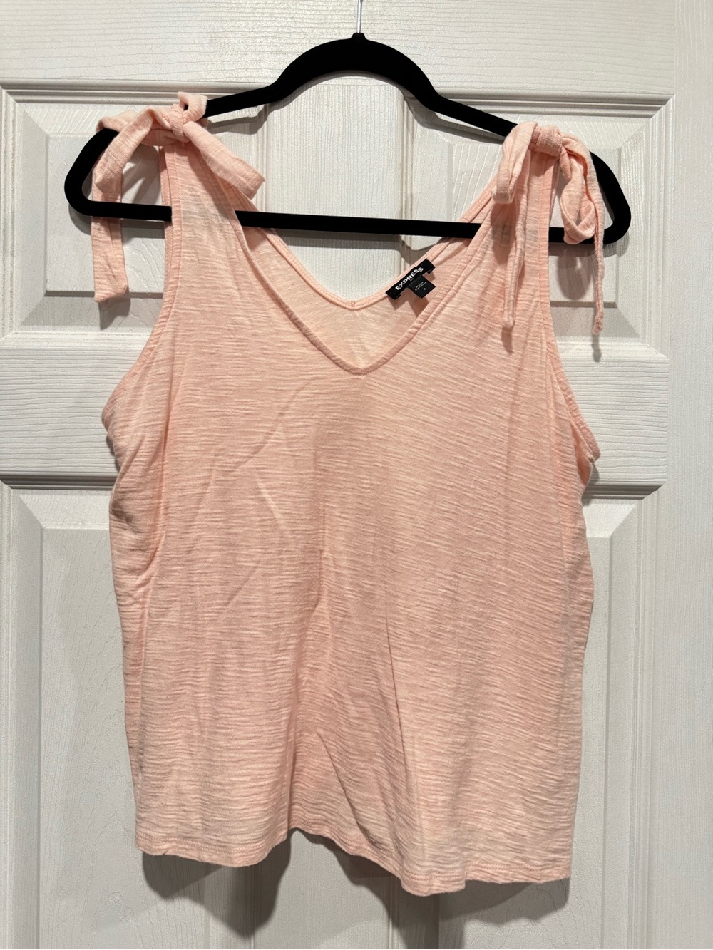 Express Light Pink Tie-Shoulder V-Neck Tank Top